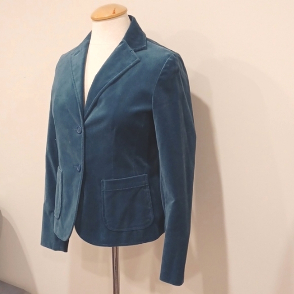 Gap Peacock Blue Velvet Preppy Blazer- Sz. 4 - Picture 2 of 13